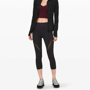 Lululemon Wunder Under High Rise Crop Mesh Black Size 6